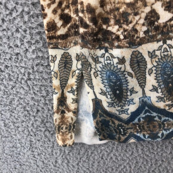Chicos Cardigan Womens 3 US Extra Large Beige Multi Soft Animal Lace Longline - Picture 5 of 11